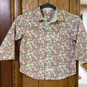 Dmo baby 3T long sleeve western girl button up shirt with front pocket like new